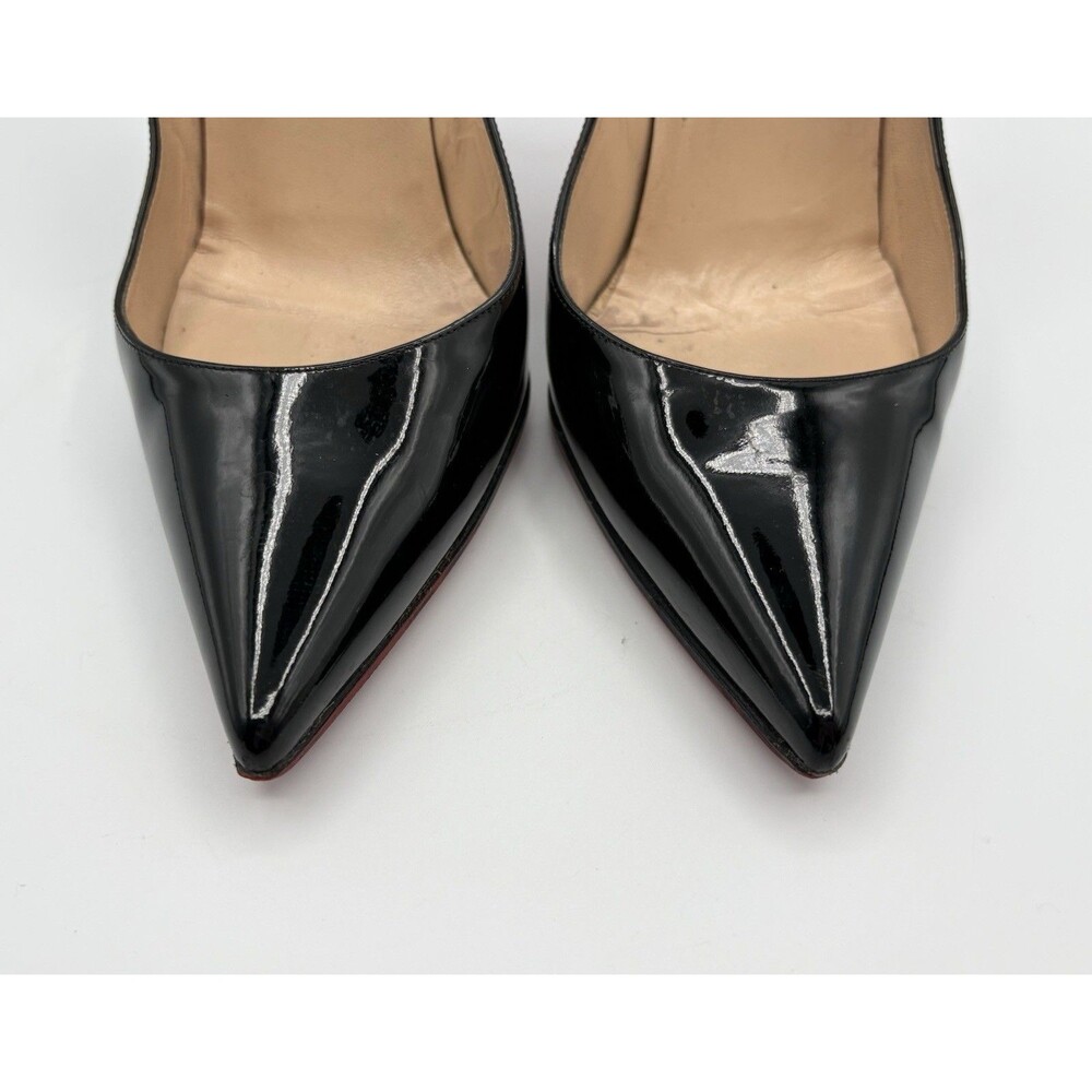 Christian Louboutin Kate 100mm Black Patent Leather Stiletto Pumps Sz EU 38 - Picture 4 of 11